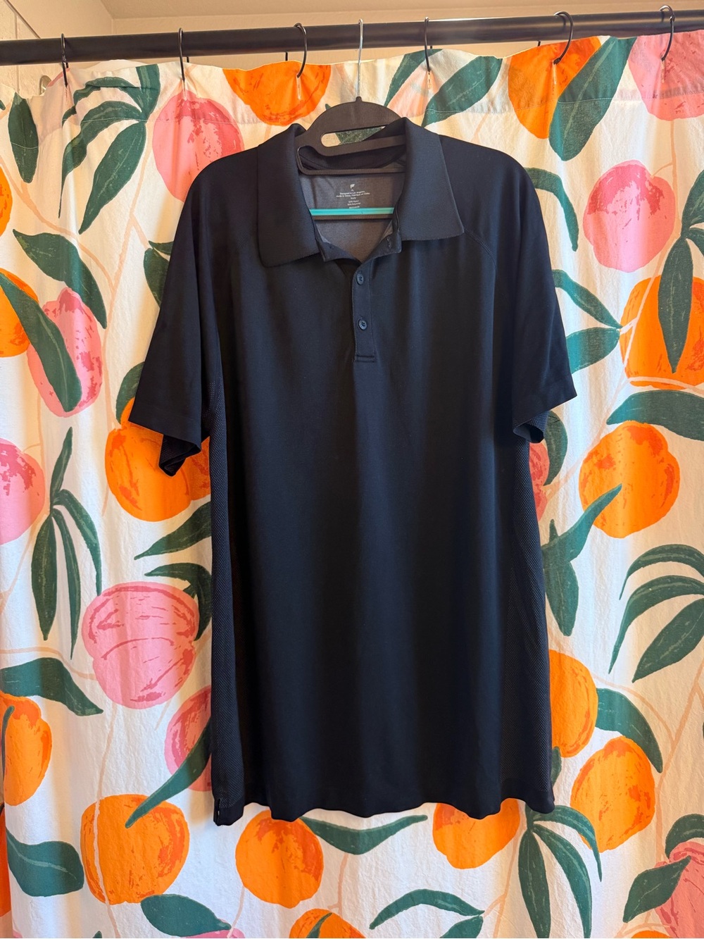 Fabletics Men's Black Polo with Three-Button Placket
